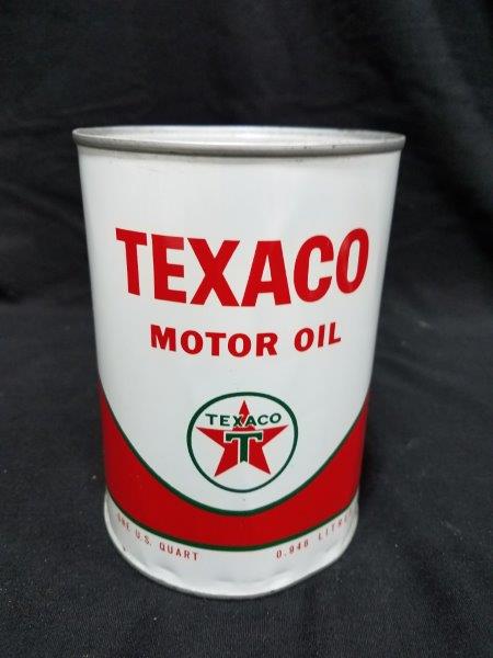 1960s Texaco Motor Oil Full One Quart Metal Can